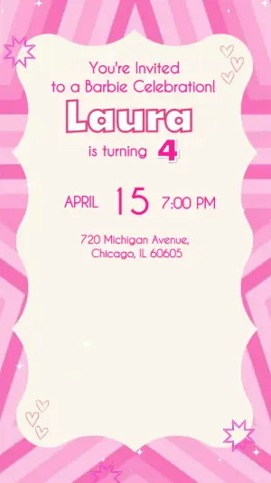 Animated Barbie Birthday Video Invitation | Editable Template