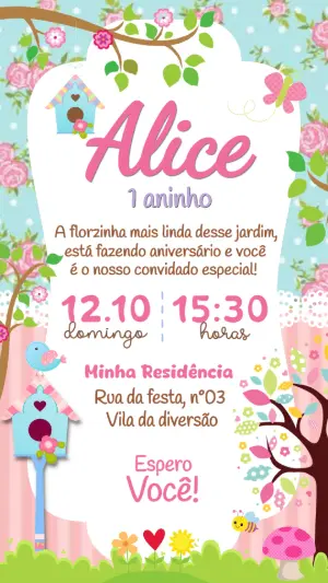 魔法花园生日邀请函 – 静态 – Convide aê!