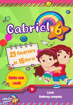 Convite Digital Maria Clara e JP Aniversário Infantil Editável