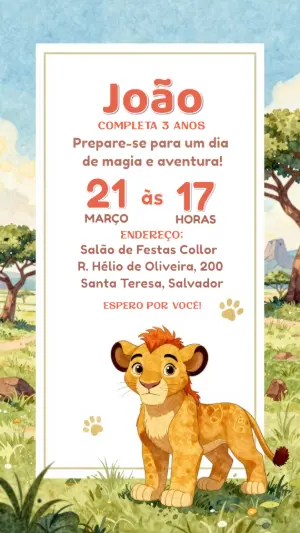 Convite Digital Aniversário Infantil Tema Guarda do Leão Editável