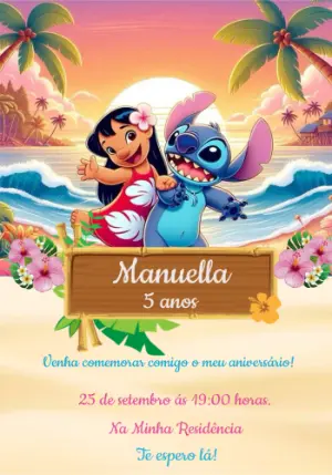 Invitación de cumpleaños Stitch – Estático – Fernanda