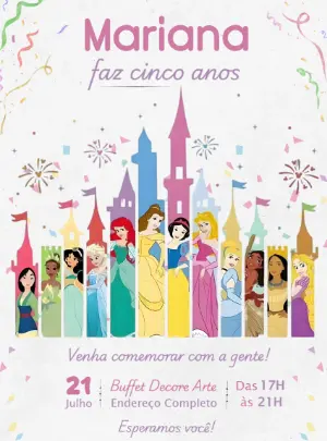 Invito di compleanno Principesse – Statico – Decore Arte