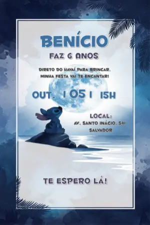 Invitación de cumpleaños Stitch – Estático – CollorGraph Convites