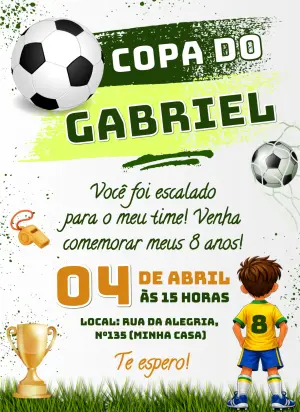 Soccer Birthday Invitation – Static – Borboleta Convites