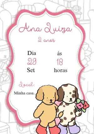Convite Aniversário Cachorrinhos Estilo Bobbie Goods Editável