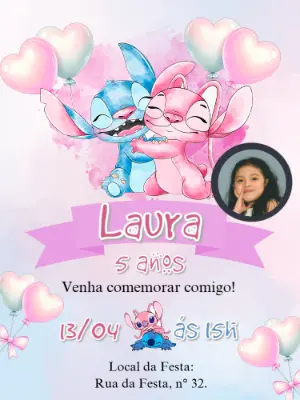 Invitación de cumpleaños Stitch – Estático – Pedro Henrique