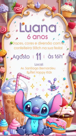 Invitación de cumpleaños Stitch – Estático – CollorGraph Convites
