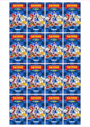 Adesivo Tubete Festa Sonic com Personagens para Editar Online