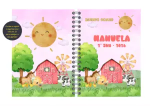 Capa de Agenda Escolar Fazendinha para Editar Online