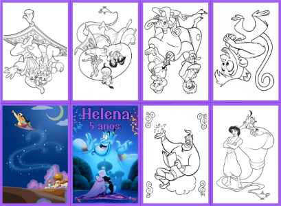 Livrinho de Colorir Aladdin: Lembrancinha Editável para Festa