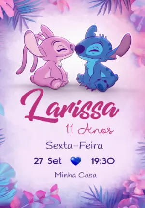 Invitación de cumpleaños Stitch – Estático – Mimos Designer