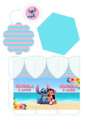Molde Centro de Mesa Lilo & Stitch Aniversário Infantil para Imprimir