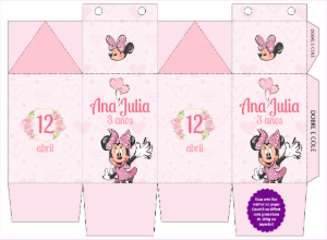 Caixa Milk Aniversário Minnie Rosa Editável Online para Imprimir