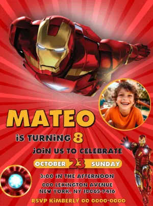 Editable Iron Man Birthday Invitation Template