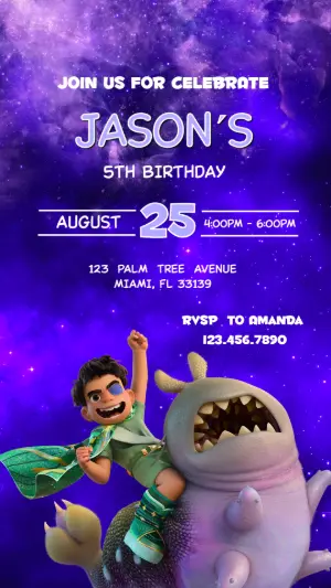 Space Monster Birthday Invitation Editable Template