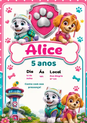 Invito di compleanno Paw Patrol – Statico – KC Design