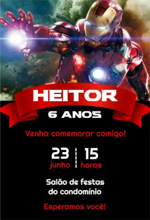 Convite de Aniversário Homem de Ferro para Editar Online