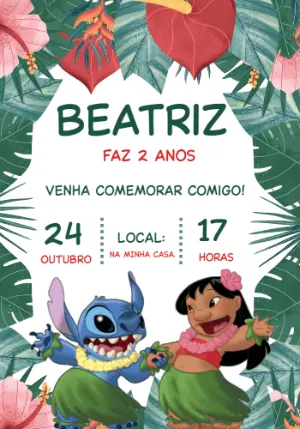 Invitación de cumpleaños Stitch – Estático – Priscila