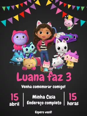 Invitación de cumpleaños La casa de muñecas de Gabby – Estático – Jonathan Fiuza