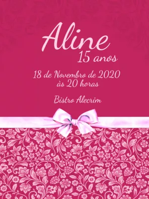 Convite 15 anos Floral Rosa Elegante para Editar Online