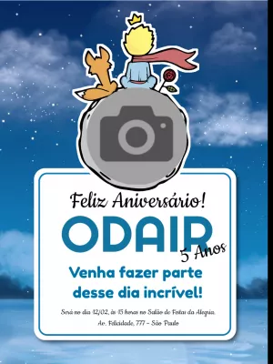 Convite Aniversário Pequeno Príncipe com Foto para Editar