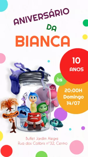 Convite de Aniversário Divertida Mente para Editar Online