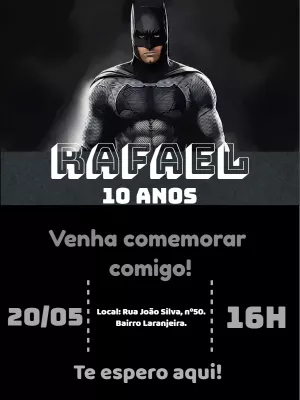 Convite de Aniversário Batman para Editar Online