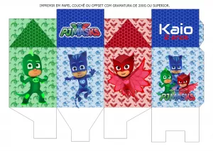 Caixa Milk Editável PJ Masks para Lembrancinha de Aniversário