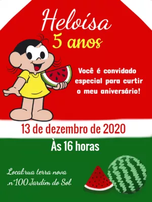 Convite de Aniversário Magali para Editar Online e Imprimir