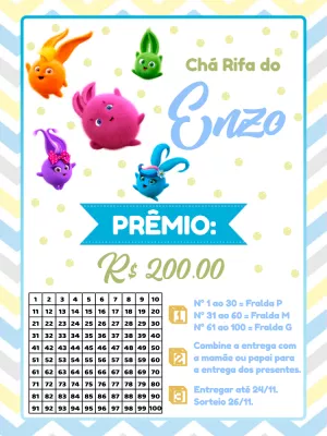 Chá Rifa Sunny Bunnies com Personagens para Editar Online