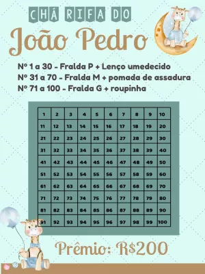 Chá Rifa Girafinha para Bebê: Convite Editável Online