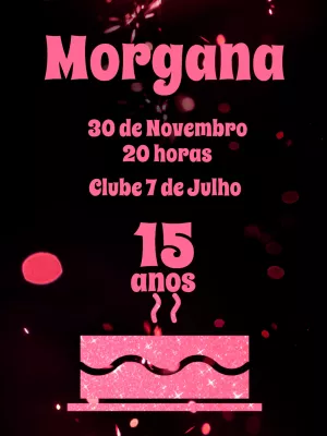 Convite de 15 Anos Rosa e Preto com Glitter para Editar Online