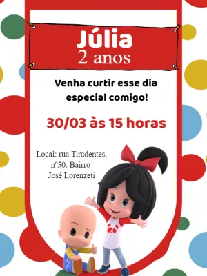 Convite Aniversário Cléo e Cuquin para Editar Online