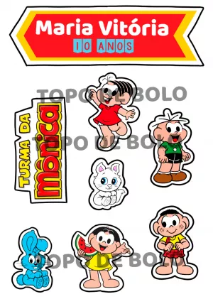 Topo de Bolo Turma da Mônica para Aniversário para Editar