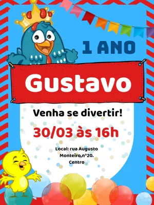 Galinha Pintadinha Birthday Invitation – Static – Gley Leobas