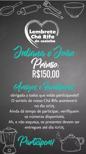 Lembrete Chá Rifa de Cozinha Quadro Negro para Editar Online