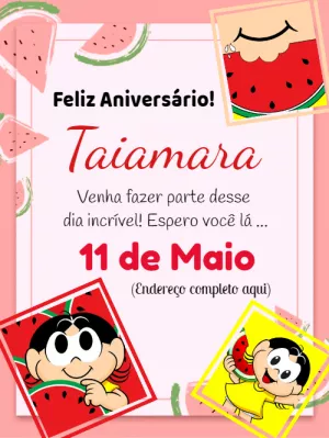 Invitation d'anniversaire Turma da Mônica – Statique – Wolf Designer