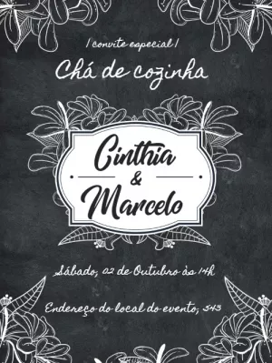 Convite Chá de Cozinha Quadro Negro para Editar Online