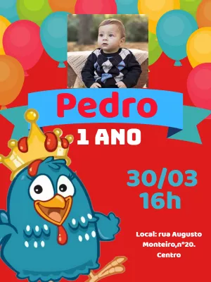 Galinha Pintadinha生日邀请函 – 静态 – Gley Leobas