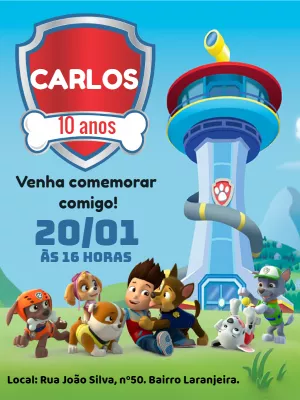 Invito di compleanno Paw Patrol – Statico – Bella Liz Convites