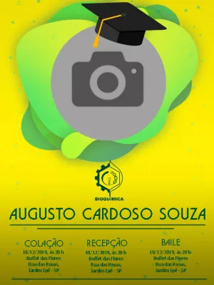 Convite de Formatura Bioquímica com Foto para Editar Online