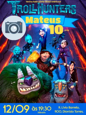 Convite Aniversário Caçadores de Trolls com Foto para Editar
