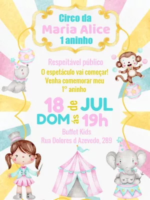 Invitation d'anniversaire Cirque – Statique – Convites Personalizados
