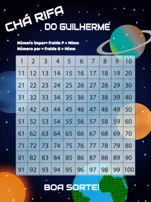 Chá Rifa Astronauta Editável Online para Imprimir