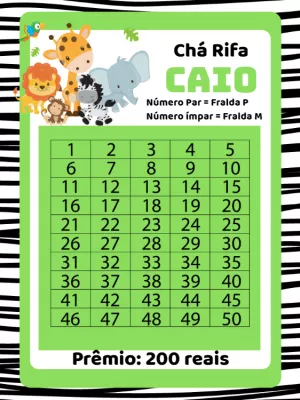 Chá Rifa Safari com Animais Fofos para Editar Online