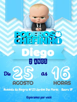 Convite de Aniversário Poderoso Chefinho para Editar Online