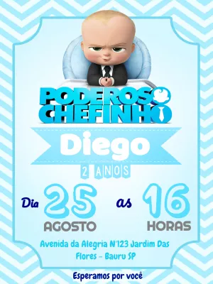 Convite de Aniversário Poderoso Chefinho para Editar Online