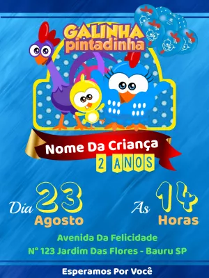 Galinha Pintadinha生日邀请函 – 静态 – Way Lopez