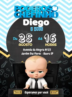 Convite Aniversário Poderoso Chefinho para Editar Online