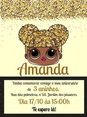 Convite Aniversário Queen Bee Lol Surprise para Editar Online